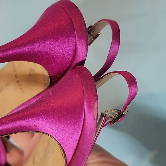 KATE SPADE New York Fushia Satin Jeweled Bow High Heel Slingback Shoes Size 11 - Picture 10 of 15